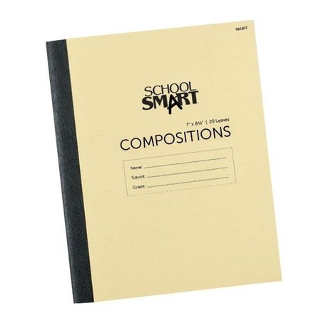 SCHOOL SMART School Smart 085303 Flexible Plain Stitched Cover Composition Book - 20 Leaves Without Margin; 8.5 x 7 In. - White 85303
